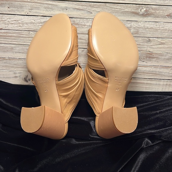 Roberto Della Croce Tan Leather Chuncky Heel Mule - Picture 6 of 8